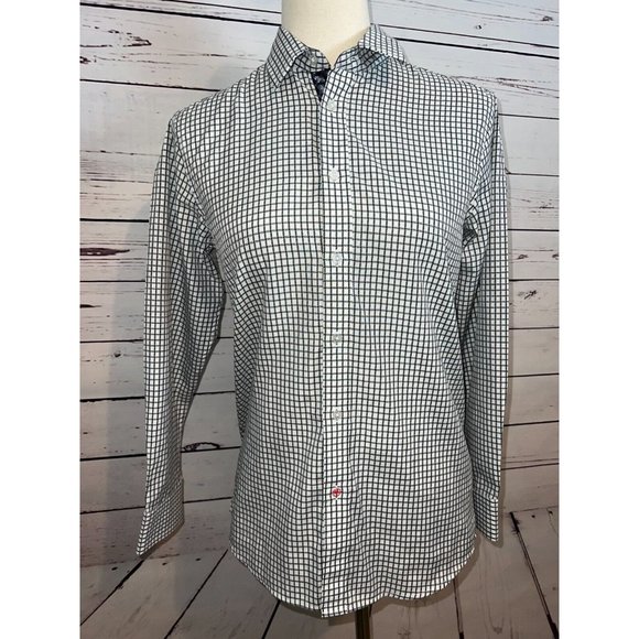 English‎ Laundry Mens Shirt 16 Blouse long sleeve button front Flip Cuff Plaid - Picture 1 of 11
